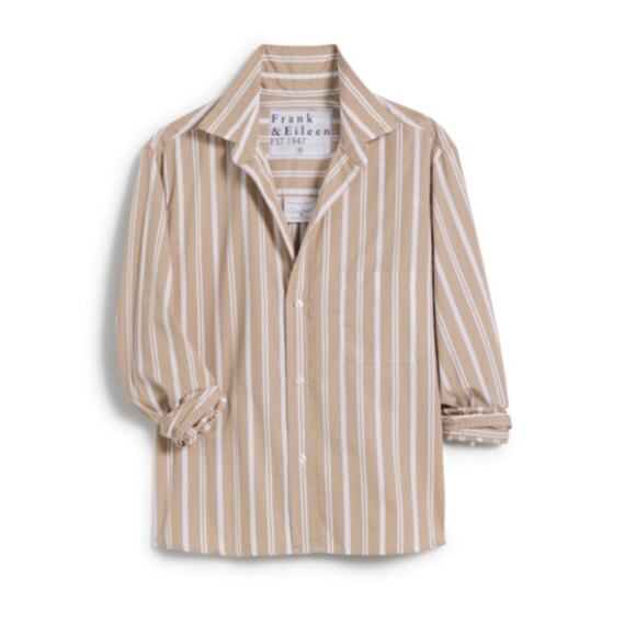 Frank Eileen Shirt Women Large Silvio Untuckable Button Up Striped Quiet Luxury - Picture 1 of 9